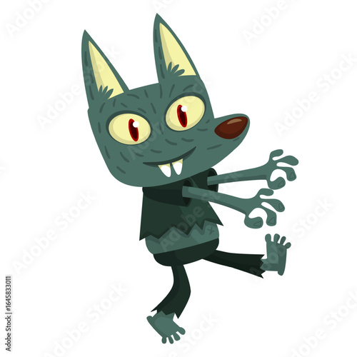 Cartoon funny werewolf character for Halloween design. Vector isolated