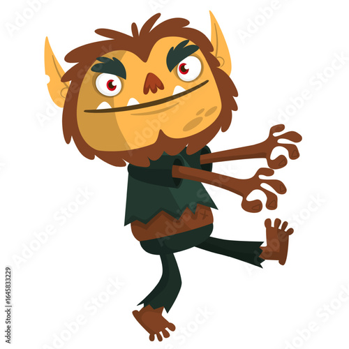Cartoon funny werewolf character for Halloween design. Vector isolated
