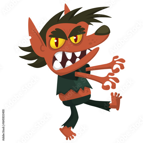 Cartoon funny werewolf character for Halloween design. Vector isolated