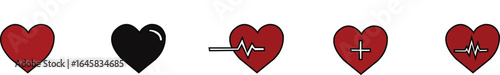 Heart beart icon set.Heart beat pulse flat icon for medical apps and websites.Heartbeat pulse flat icon for medical apps and websites. vector illustration on transparent background.