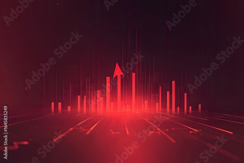 Red stock market background with a red arrow pointing down, a candlestick chart, and a financial graph going downward on a dark gradient background.