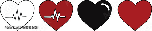 Heart beart icon set.Heart beat pulse flat icon for medical apps and websites.Heartbeat pulse flat icon for medical apps and websites. vector illustration on transparent background.