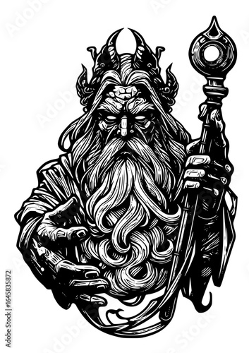 Fantasy king with crown and staff