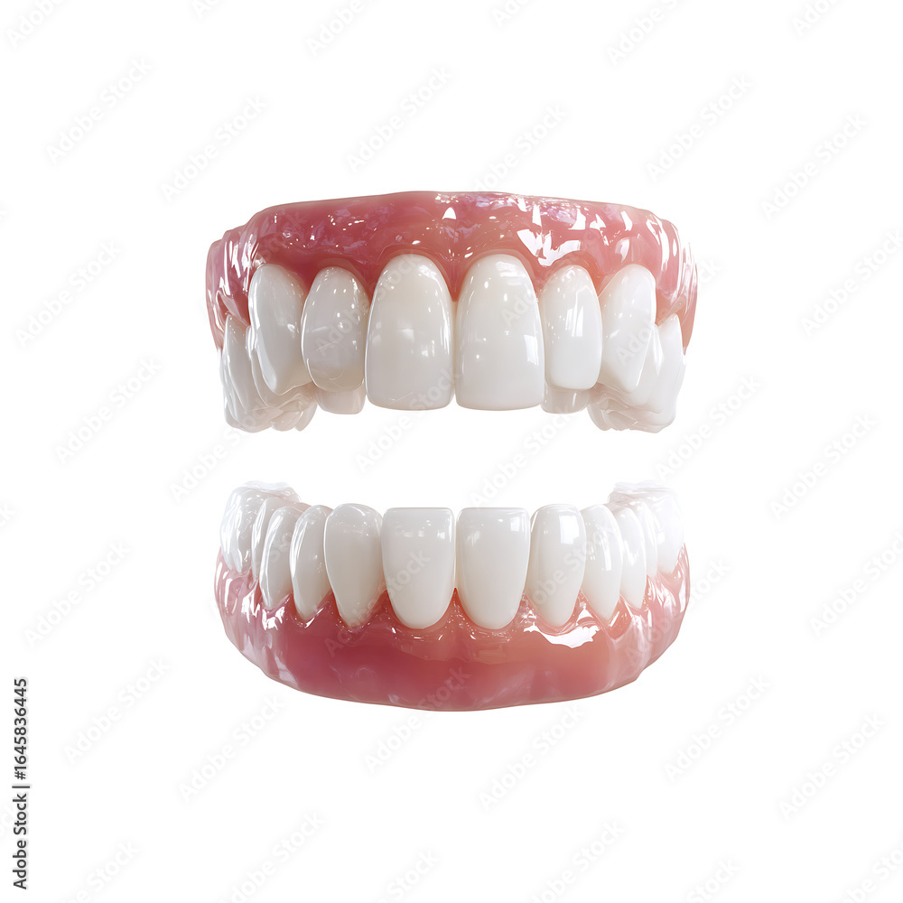 Obraz premium Detailed 3D Dental Anatomy Model of Human Teeth and Gums isolated on transparent background, PNG