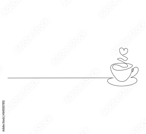 Secangkir Kopi dengan Cinta – Ilustrasi Minimalis Mug Kopi dengan Simbol Hati, Konsep Minuman Hangat untuk Desain Kafe, Romantis, dan Minuman Pagi dengan Latar Belakang Putih