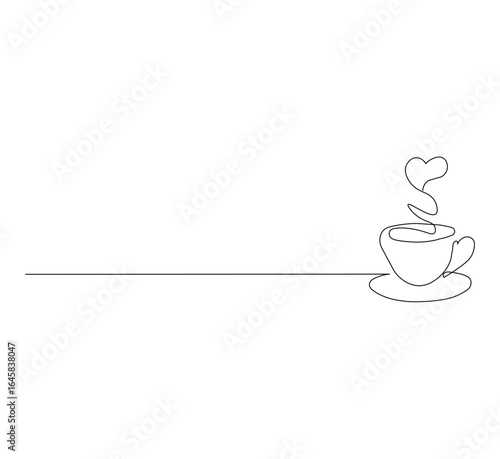 Secangkir Kopi dengan Cinta – Ilustrasi Minimalis Mug Kopi dengan Simbol Hati, Konsep Minuman Hangat untuk Desain Kafe, Romantis, dan Minuman Pagi dengan Latar Belakang Putih