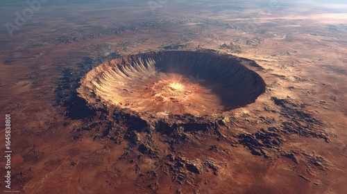 Large impact crater on desert planet