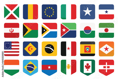 World Most Popular National Flags icon with white background