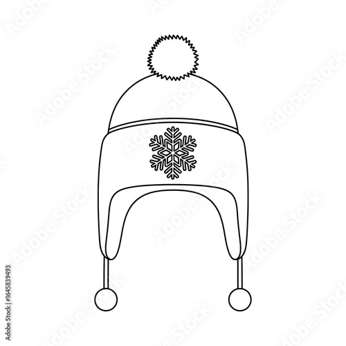 Vector illustration of winter hat with snowflake isolated on white background