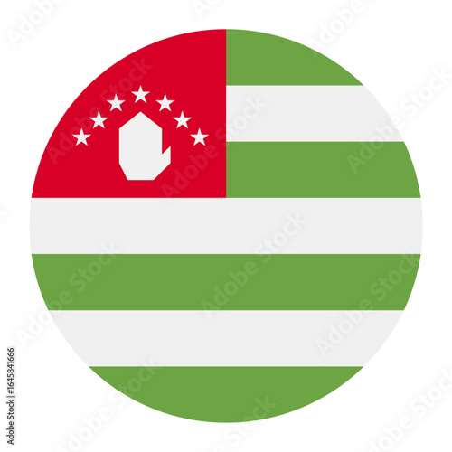 Abkhazia national flag isolated on white. Official horizontal stripes with hand symbol, simple flat design. Vector clipart or icon for Abkhaz events and news illustration, travel or politics banner.