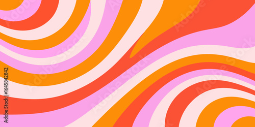 Retro swirl pattern in pink orange and cream