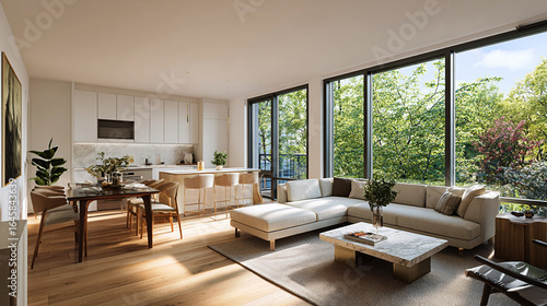 The modern domestic living room as a reflection of a real estate brand's identity. A home interior that communicates quality, style, and luxury. A space that defines a lifestyle