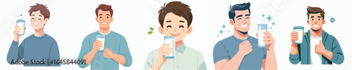 vector of a man drinking milk in the morning