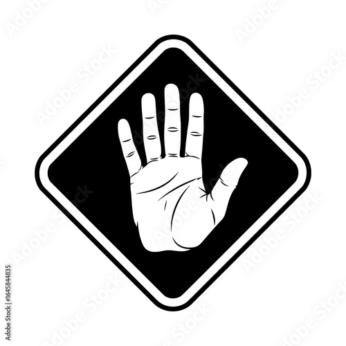 Vector illustration of stop hand sign symbol for prohibition and warning