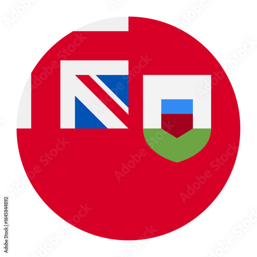 Bermuda national flag isolated on white. Official red field with Union Jack and coat of arms featuring lion and shipwreck, simple flat design. Vector clipart or icon for Bermudian events and news