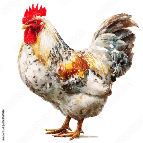 A watercolor painting of Chicken, vector illustration on white background.