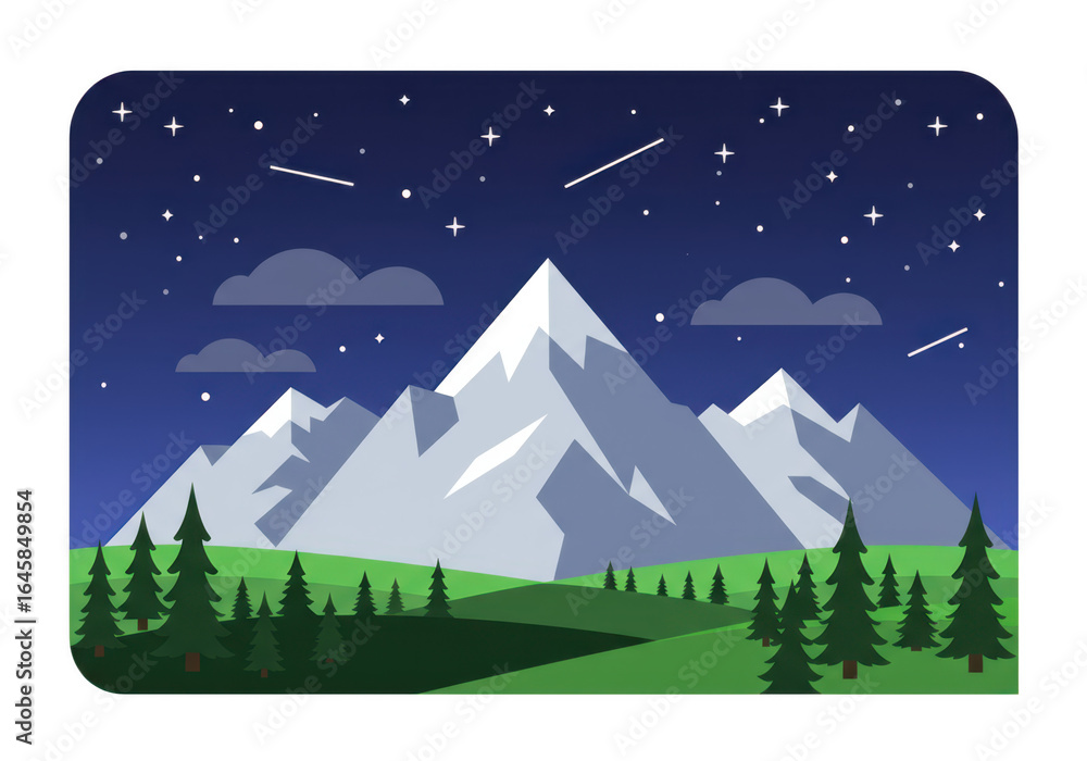 Fototapeta premium Majestic mountain night scene isolated on transparent background