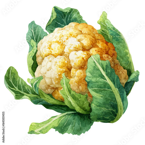 Watercolor vector illustration of Cauliflower, isolated on white background.