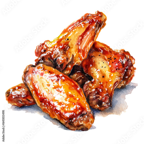 Buffalo Wings, watercolor painting, vector illustration, isolated on a white background.