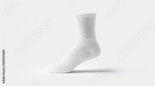 Blank white socks design mockup, isolated, clipping path. Pair sport crew cotton socks wear mock up. Long clear soft sock stand presentation. Men basketball, football, tennis plain socks template