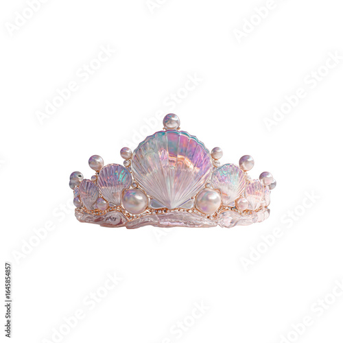 Iridescent Seashell and Pearl Tiara Crown