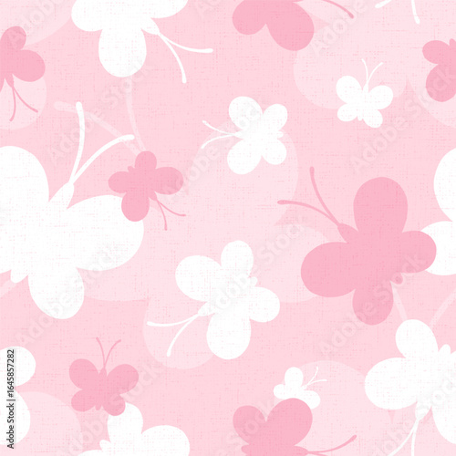 Butterfly cute seamless pattern. Repeating butterflys. Pink background. Buterfly patern. Butterflies print. Repeated flowers design. Baby girl textile. Repeat simple girly prints. Vector illustration