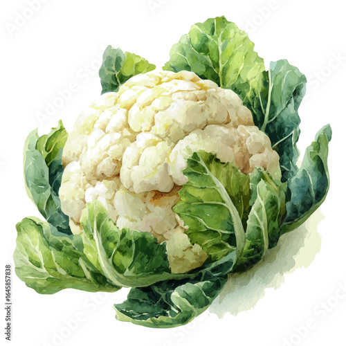Cauliflower in watercolor style, vector illustration, isolated on white background.