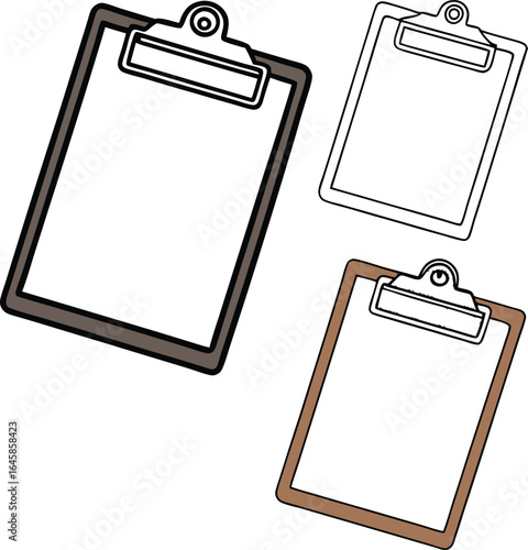 Clipboards with paper and metal clip writing drawing