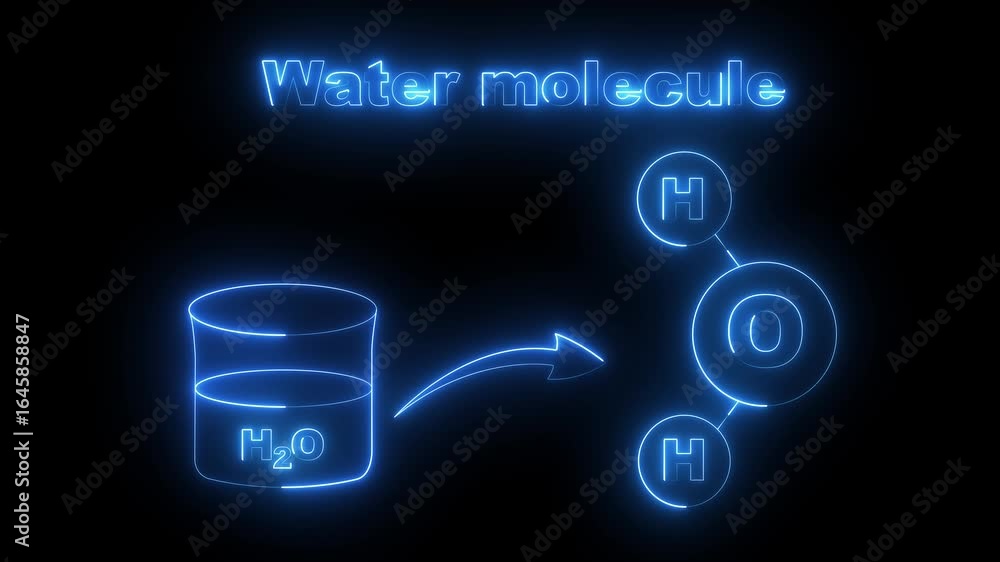 H2o2 Symbol Animation glowing neon water chemical formula H2O Animation . educational icon ...