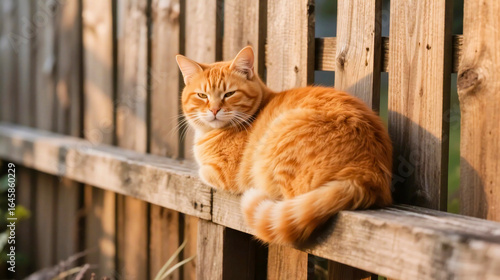 Orange Cat Sitting on Wooden Stairs