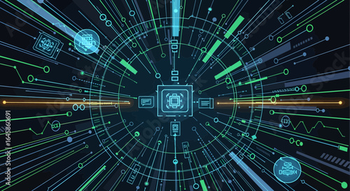 Innovative Action in Technology, Data Visualization, Digital Environment, Graphic Design, Abstract Viewpoint