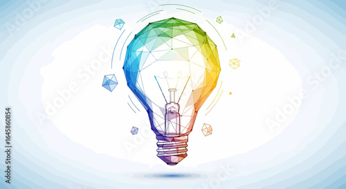 Light Bulb Innovation, Abstract Graphic Design, Modern Digital Environment, Conceptual Art Perspective