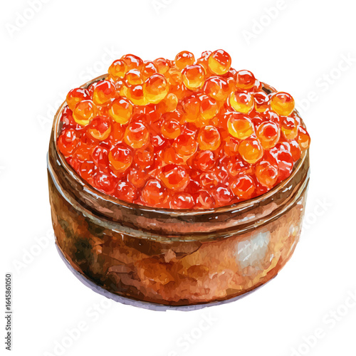 Caviar, watercolor painting, vector illustration, isolated on a white background.