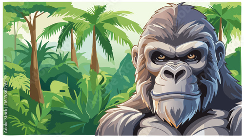 Close-up of a silver back gorilla in the jungle