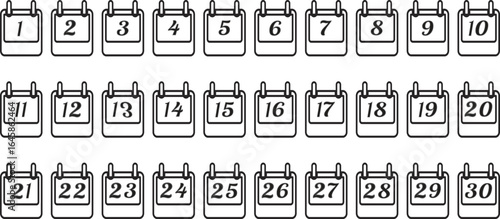 Monthly Calendar Dates Icon Set For Planning And Scheduling

