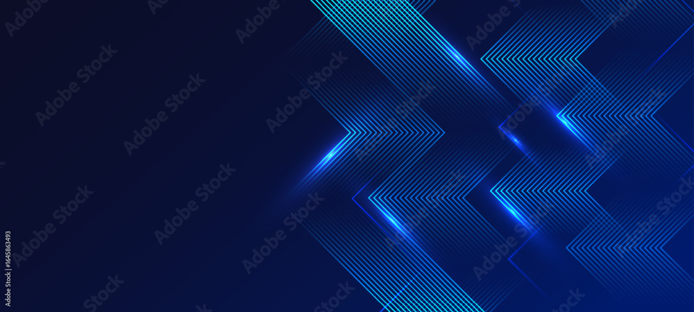 Obraz premium Futuristic blue glowing lines on dark abstract tech background 