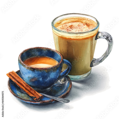 A watercolor painting of Chai Tea, vector illustration on white background.