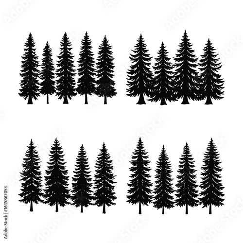 pine tree  silhouette vector set,pine trees icons