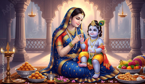 Child Lord Krishna and Mother