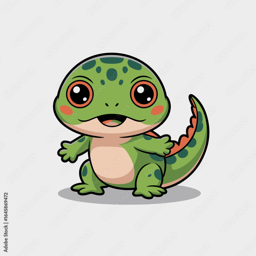 Fototapeta premium Cute cartoon amphibian character design, vibrant colors