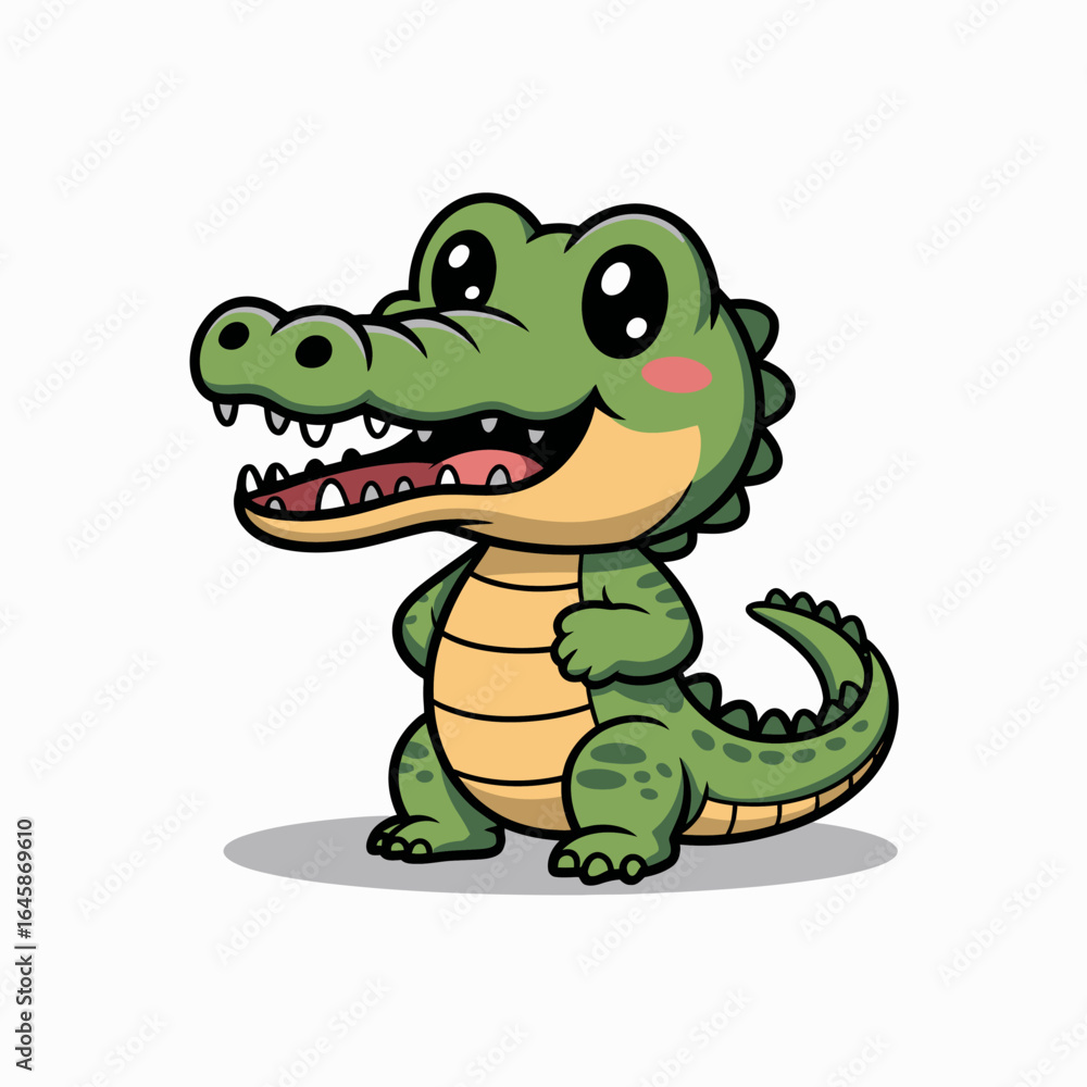 Fototapeta premium Cute cartoon crocodile character illustration