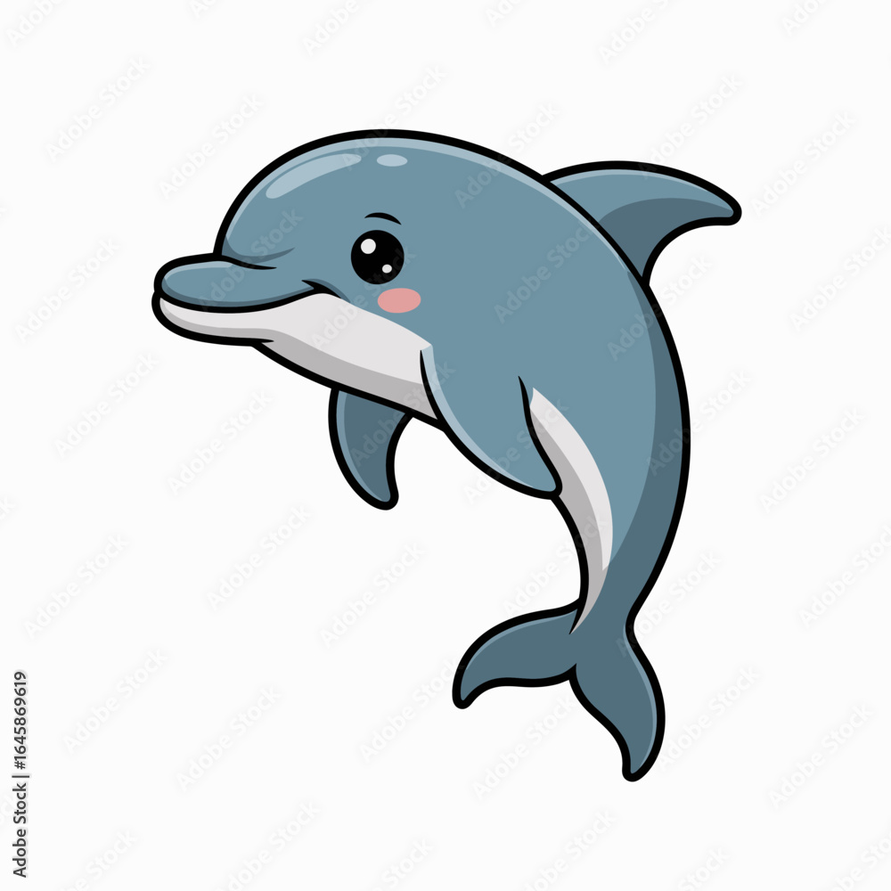Fototapeta premium Cute Cartoon Dolphin Illustration