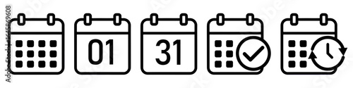 Calendar icons isolated on white background