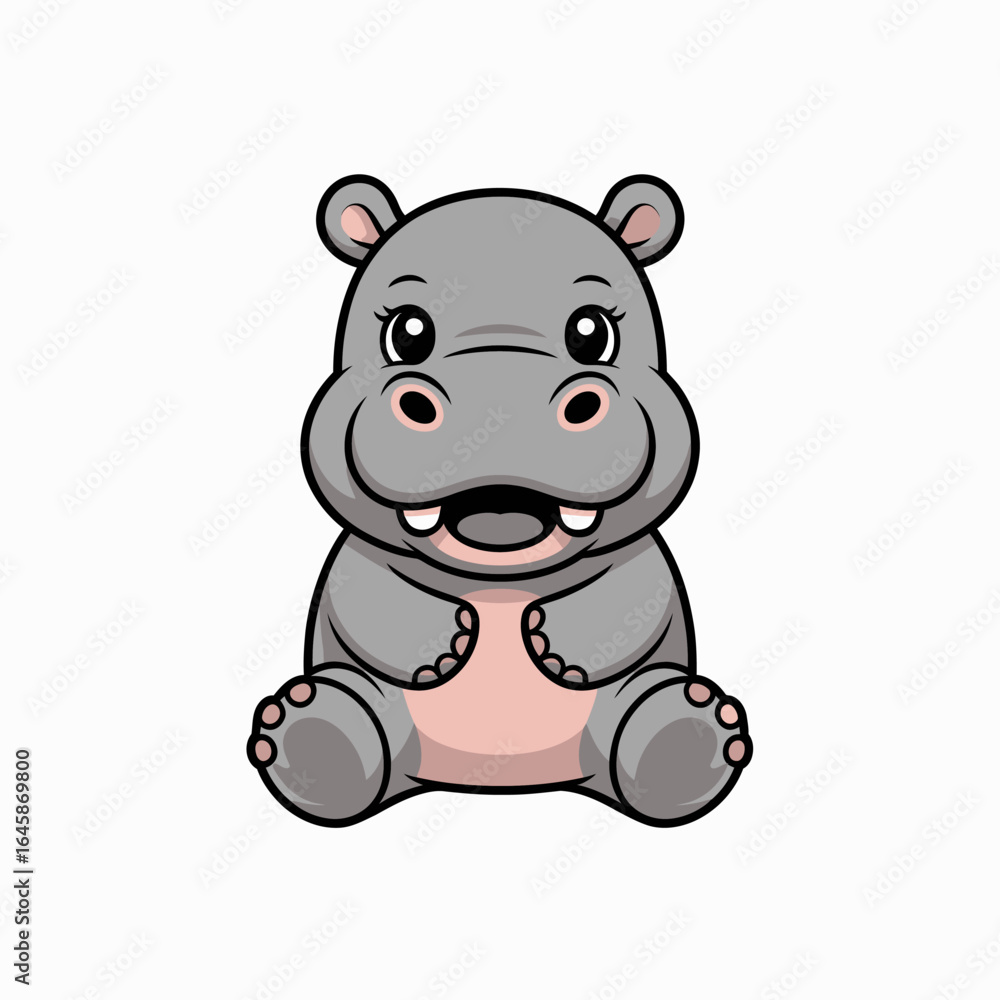 Fototapeta premium Cute Cartoon Hippo Character Illustration