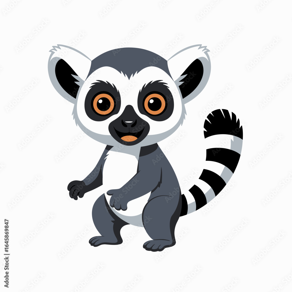 Obraz premium Cute cartoon lemur character design, animal illustration