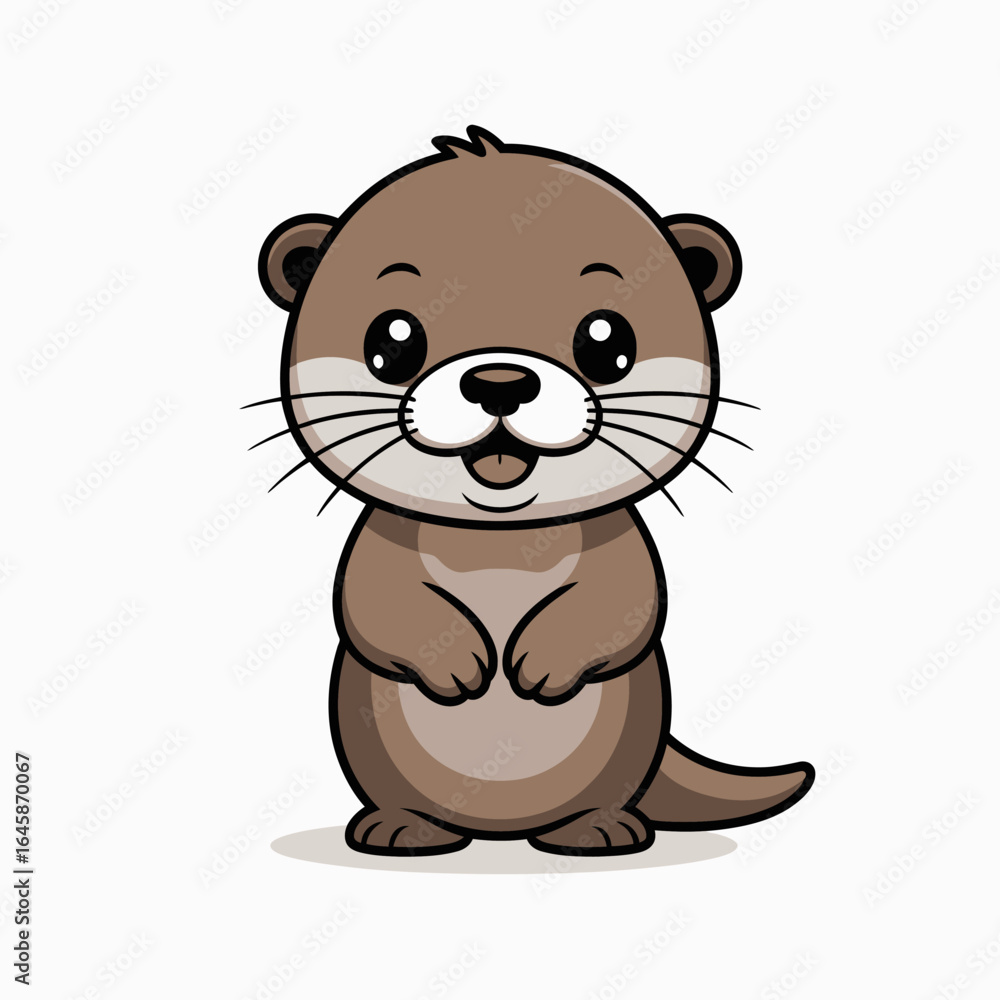 Obraz premium Cute cartoon otter illustration, animal character, playful
