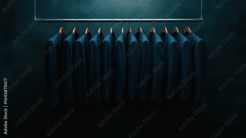 Dark Teal Suits Hanging Elegantly