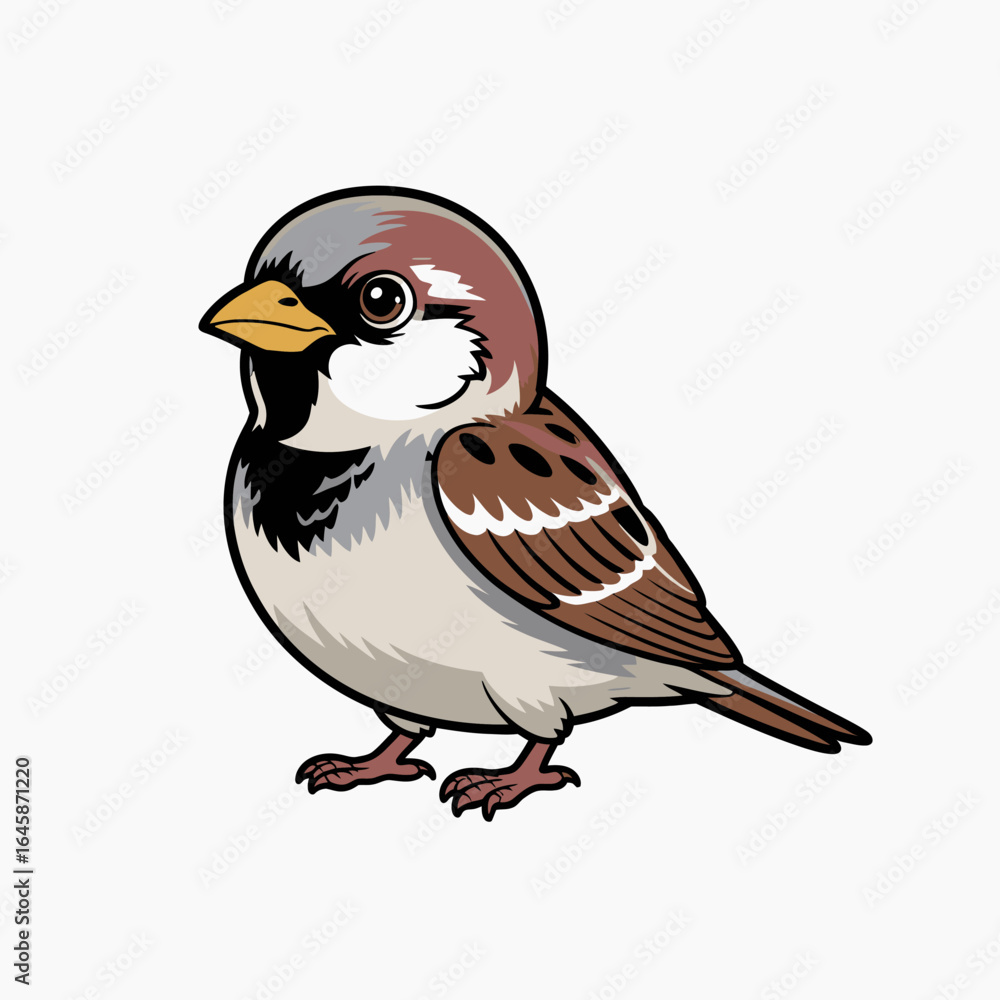 Fototapeta premium Illustration of a Cute Sparrow Bird