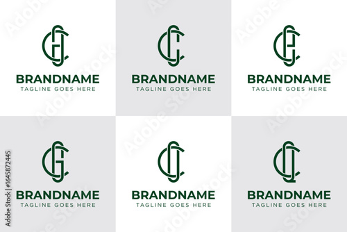 Letters CA CC CE CG CO CQ Saturn Monogram Logo Set, for AC CC EC GC GC OC QC initials