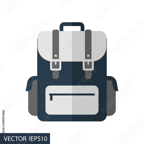 Flat icon of a dark-colored backpack with light gray accents.